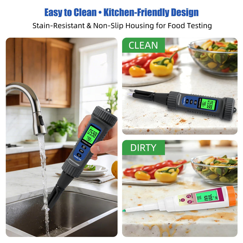 [Australia - AusPower] - pH Meter for Food with Temperature – Digital Food pH Meter, High Accuracy ±0.1 pH Electronic Tester for Hot Sauce, Fermentation, Cheese, Sourdough, Canning & Acidity Testing 