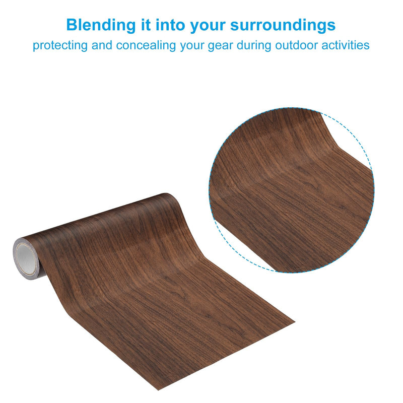 PATIKIL Wood Grain Repair Tape 8" X30', Self Adhesive Realistic Textured Repair Tape Patch with Scraper for Floor Door Table Cabinets Desk, Dark Brown Oak 8 IN X 30 FT