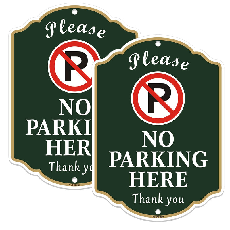 Please No Parking Here Sign - 2 Pack, 10” x 14” Rust Free Aluminum Private Drive Sign, Weatherproof, Fade Resistant, Easy Mounting.
