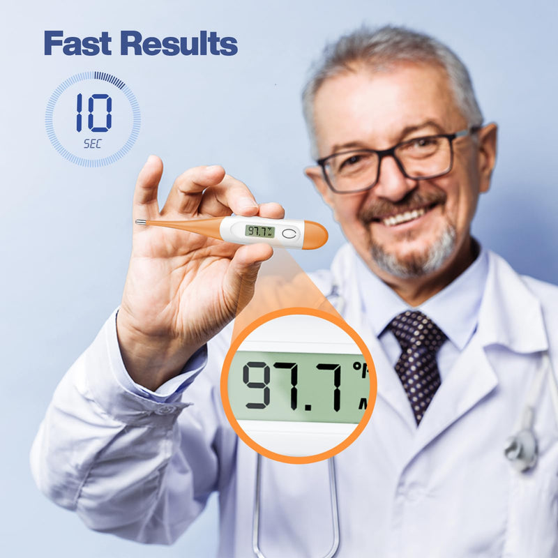 [Australia - AusPower] - Boncare 10 Seconds Digital Thermometer for Adults and Kids - Accurate & Safe Rectal Thermometer for Baby with Fever Alarm, Oral Thermometer FSA HSA Eligible (Orange) Orange 