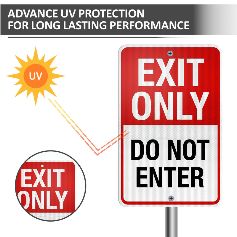 OLANZU (2 Packs) Exit Only Do Not Enter Sign - 12x18 Inches - Engineer Grade Reflective, Honeycomb Pattern, 40 Mil Thick Rust-Free Aluminum, High Visibility Safety Sign for Road, Facility & Traffic Control