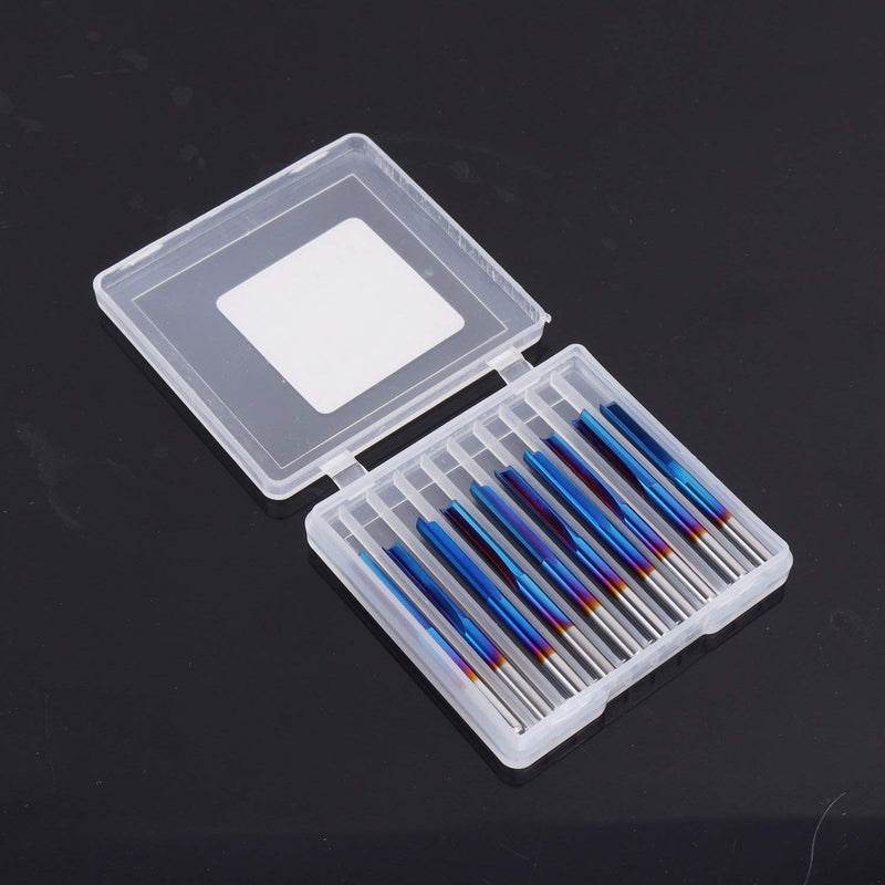 10pcs 1/8" 2-Flute Straight CNC Router Bits End Mill, 1/8” Shank Nano Blue Coating Milling Cutter for Engraving Machine Wood Plastics PVC Drilling