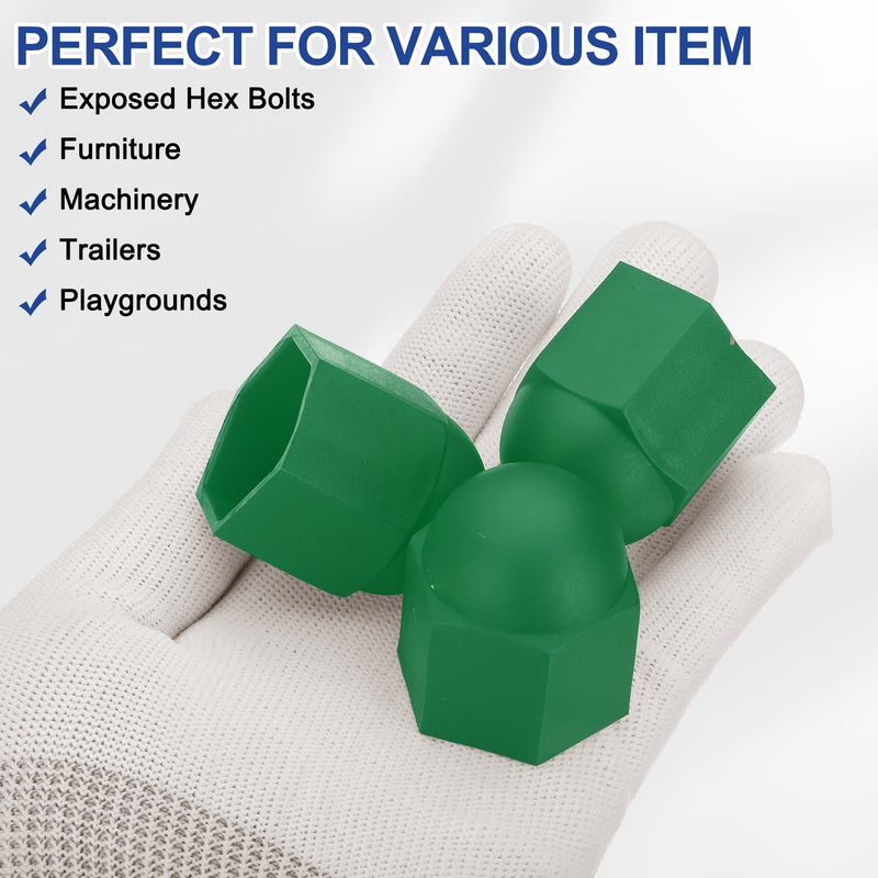 [Australia - AusPower] - PATIKIL 50 Pcs Hex Nut Cover, M20x30x37mm Nylon Screws Bolt Covers Caps Dome Acorn Hex Head Bolt Protection Cap for Screws Nut, Green 