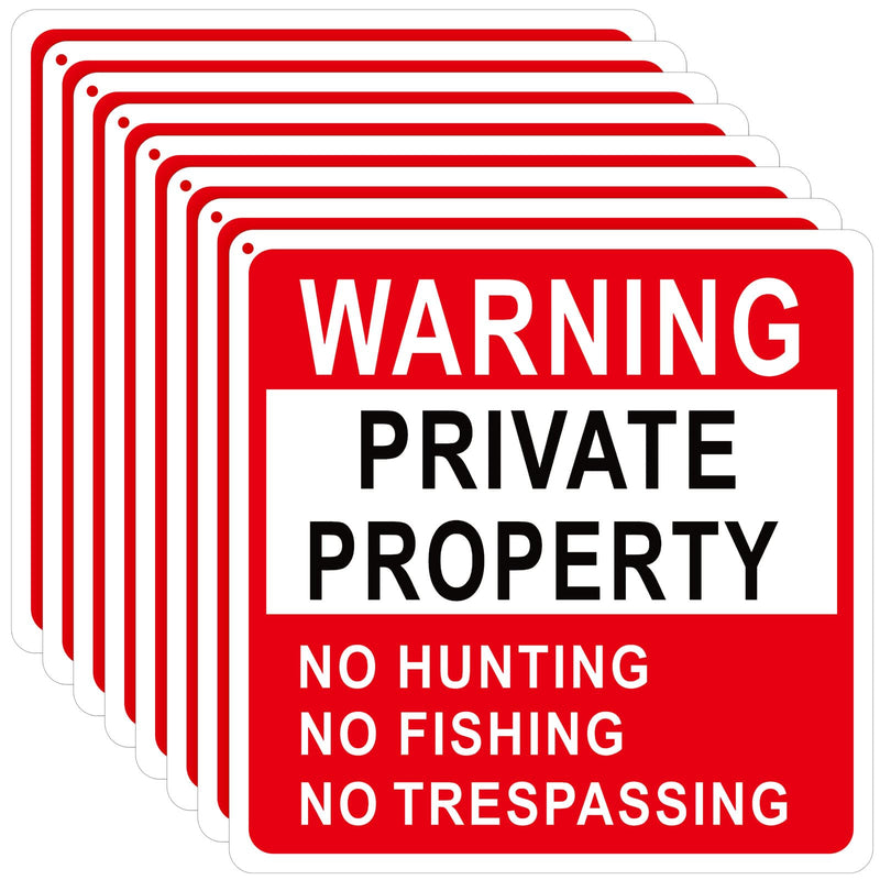 Lineshading 8 Pcs Large Posted No Hunting No Trespassing Signs Private Property Weatherproof Sign Reflective Aluminum Sign for Warning Hunting Fishing Trapping Outdoor(Red,12x12") Red 12x12"