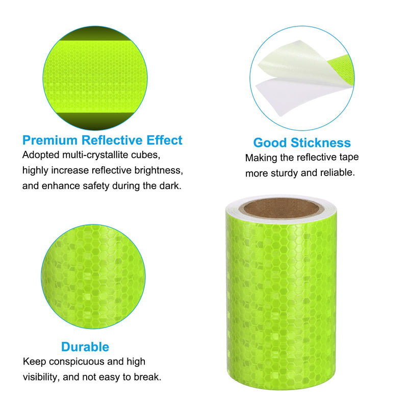 PATIKIL Reflective Tape, 2 Roll 4 Inch x 10 ft Waterproof Self Adhesive High Visibility Caution Warning Safety Tape Outdoor Reflector for Trucks Trailers Cars, Fluorescent Green