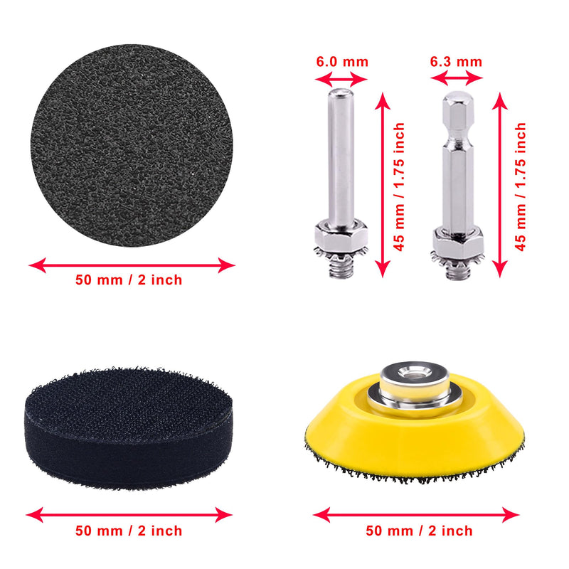 [Australia - AusPower] - SIQUK Pack of 260 Velcro Sanding Discs 50 mm with 1/4 Inch Shank Wet Dry Sandpaper Round Sanding Pads Grit 60-5000 Sandpaper for Car Polishing Wood Metal 2 inch silicon carbide 
