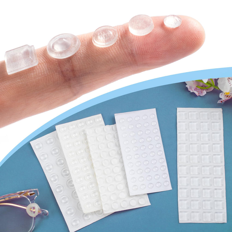[Australia - AusPower] - 222pcs Bump Dots for Visually Impaired, Mixed Sizes & Shapes Tactile Stickers, Silicone Self-Adhesive Tactile Raised Dots for Blind Elderly Low Vision- Clear 