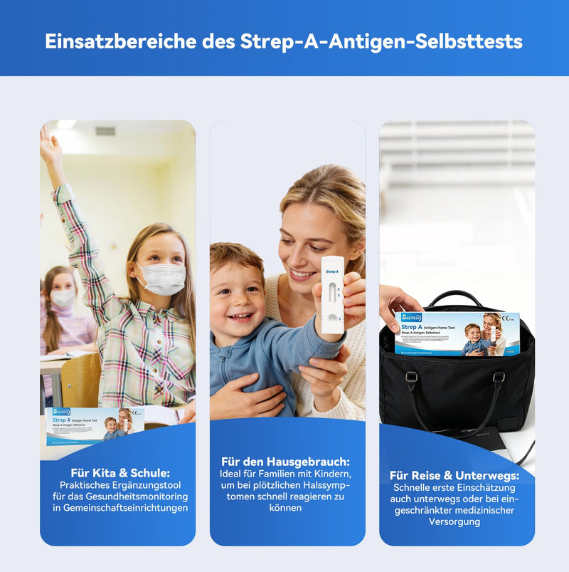 Strep A Self Test for Home Streptococcus Quick Test Throat Swab 97.5% Accuracy for Adults & Children from 4 Years (with Supervision) Pack of 2