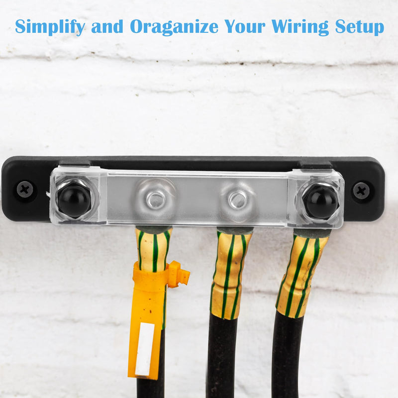 Busbar 12V-48V DC Busbar Busbar Power Rail Distribution Block Power Distribution Block with 4 x M6 Connection Bolts Black Red for RV Car Yacht Boat Pack of 2