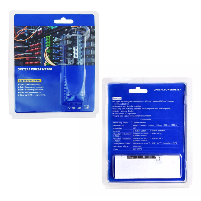[Australia - AusPower] - OPM Optical Power Meter Digital Power Factor Meter, -70 ~ 6dBm with 6 Optic Wave Length, Portable Fiber Optic Cable Tester with FC converter for FC/SC/ST blue 