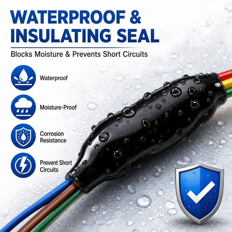 Black Liquid Electrical Tape 125ml, Quick Cure Waterproof Insulating Electrical Glue, Brush-Top Flexible Coating for Automotive/Home/Electrical Deep Black
