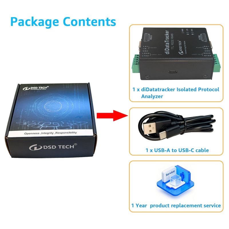 DSD TECH diDatatracker RS232 RS485 TTL Insulated Protocol Analyzer Windows Mac Linux
