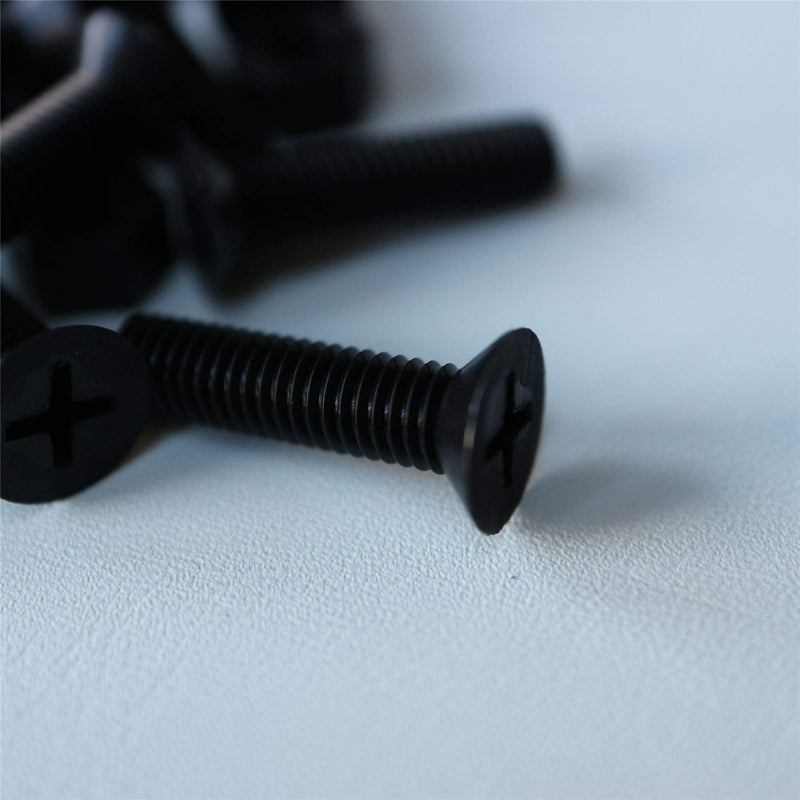[Australia - AusPower] - 20 x Black Countersunk Screws Polypropylene (PP) Plastic Nuts and Bolts, Washers, M5 x 20mm, Anti-Corrosion, Chemical Resistant, (13/64 x 25/32 in) 