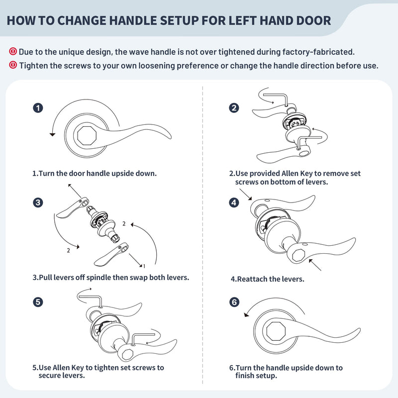 Wave Style Door Lever Keyed Entry Door Handle with Lock, Entrance Lever Reversible for Left/Right Handed for Office or Front Door with Matte Black, 1 Pack