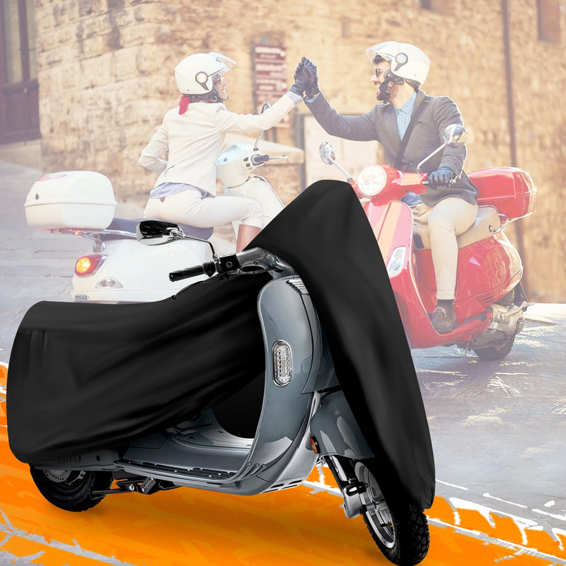 [Australia - AusPower] - Scooter Cover, Waterproof Moped Cover, Vespa Cover, Outdoor Windproof and UV, for 72" Long Yamaha Honda Ruckus Motorbike Cover (Black) Black S-72 inch 