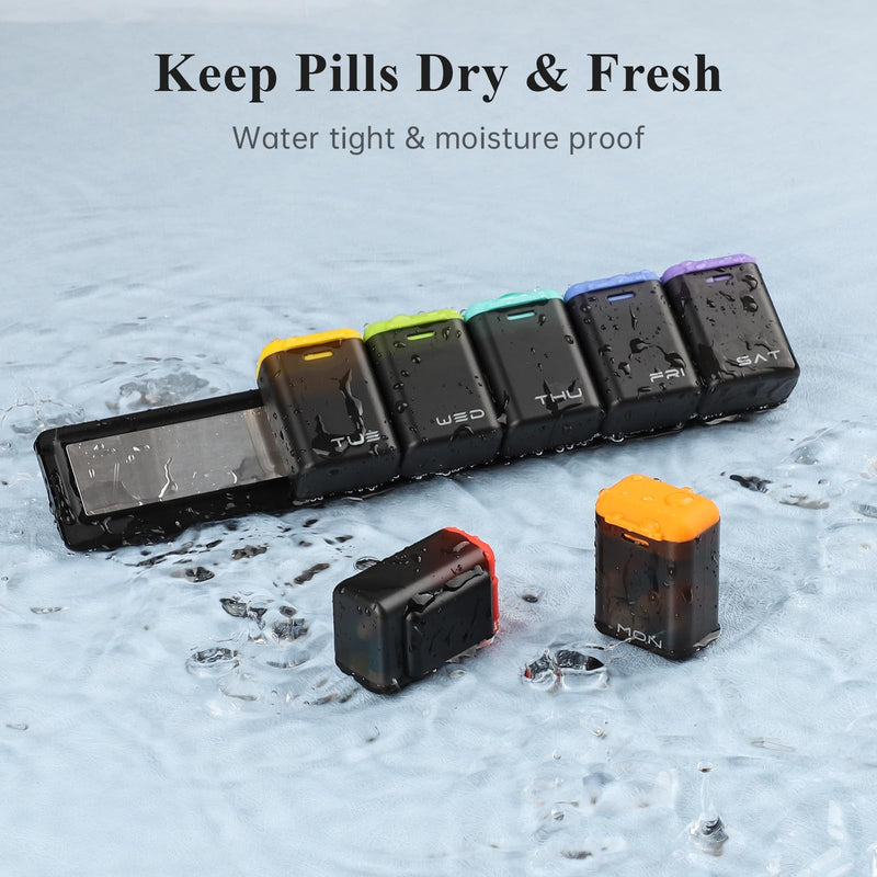 [Australia - AusPower] - Weekly Pill Organizer Magnetic, Removable Pill Box 7 Day 1 Time a Day, Large Pill Case Travel, Week Once Daily Medication Dispenser, Medicine Container Holder for Supplement Vitamin, Black 