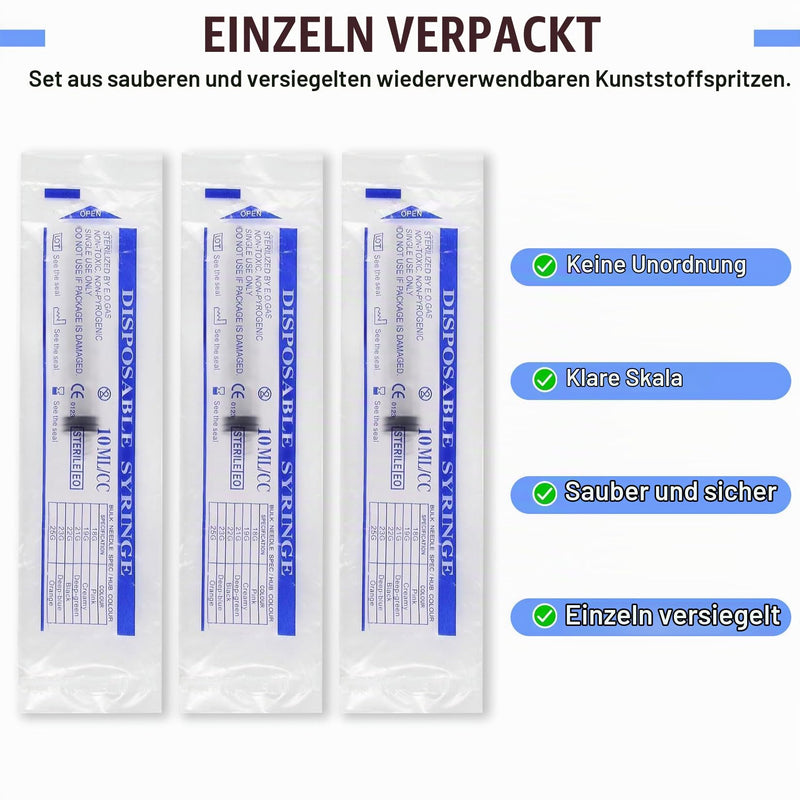 Pack of 30 Syringes without Needle 1+5+10+20+30+60ml Colostrum Syringe | With hose, reusable plastic syringe set for laboratories, animal feeding, plant irrigation