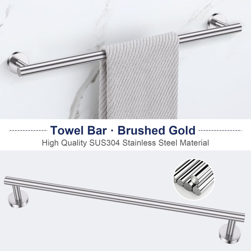 Lairuier 5 Pieces Brushed Nickel Bathroom Accessories Set, 23.6 Inch Bath Towel Bar Set, SUS304 Stainless Steel Bathroom Hardware Set Round Toilet Paper Holder Set Wall Mounted 5-Piece Standard Set
