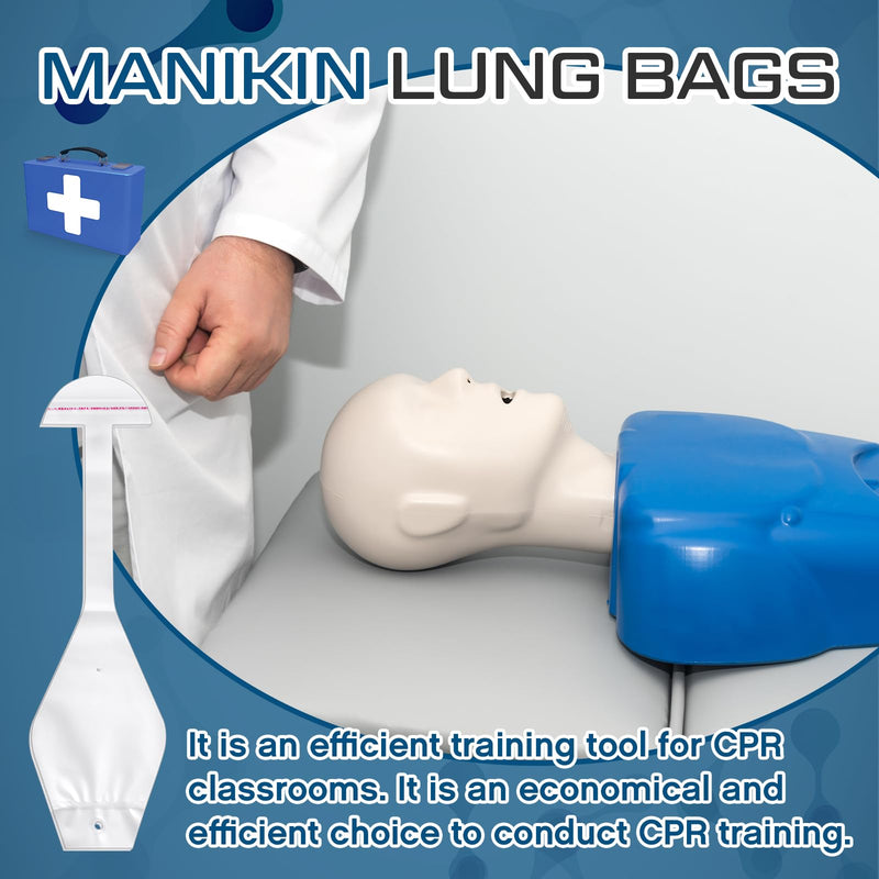 [Australia - AusPower] - 100 Pcs CPR Manikin Face Shield Adult Lung Bag Manikin Replacement Lung Bag Face Shield CPR Classes Training (17.32 Inches) 17.32 Inches 100 