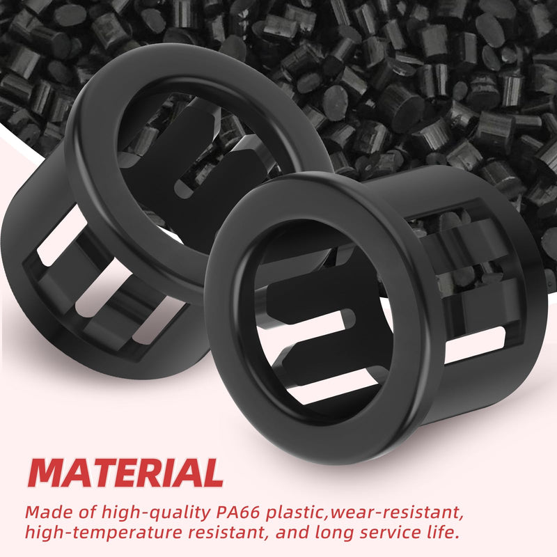 [Australia - AusPower] - 100PCS 1/2" Round Cable Snap Bushing Grommet, Black Snap in Cable Grommet Protector 1/2" 100 