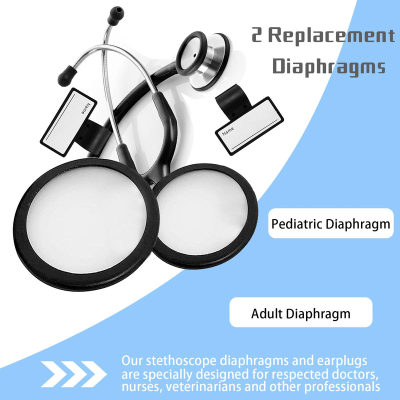 [Australia - AusPower] - Stethoscope Replacement Part Kit - Diaphragm & Ear Tips for Littmann Classic 3, Cardiology 3 & 4 - Black 