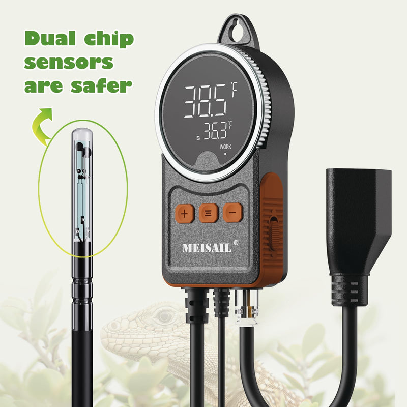 [Australia - AusPower] - Temperature Controller can be Used for aquaculture, Plant mat Heating, Reptile Thermostat, with Load line Over-Temperature Protection and Dual Sensor auto-Safety Calibration MS-60A 