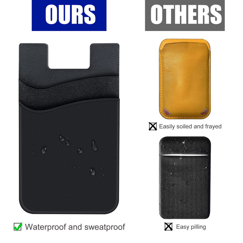 [Australia - AusPower] - Phone Wallet Stick on,5Pack Phone Card Holder for Back of Phone Case,Silicone Sticky Credit Card Holder for Cell Phone Double Pocket Sticker All Smartphones—Navy,Sierra,Pastel,Blue,Black Navy,Sierra,Pastel,Blue,Black 