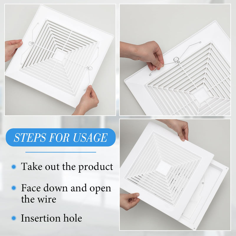 Baquler 2 Pcs 11 x 11'' Exhaust Bathroom Fan Cover with Springs Square Ceiling or Wall Mounted Ceiling Grill Vent Fan Fits Models 663 670 671 675 688 689 Ventilation Cover Replacement Accessories 11 x 11''