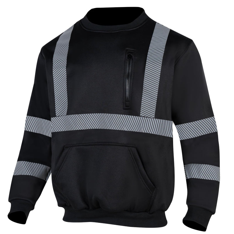 VENDACE Hi Vis Safety Sweatshirts for Men Reflective ANSI Class 3 High Visibility Construction Work Crew Sweatshirt No Hood Medium Black