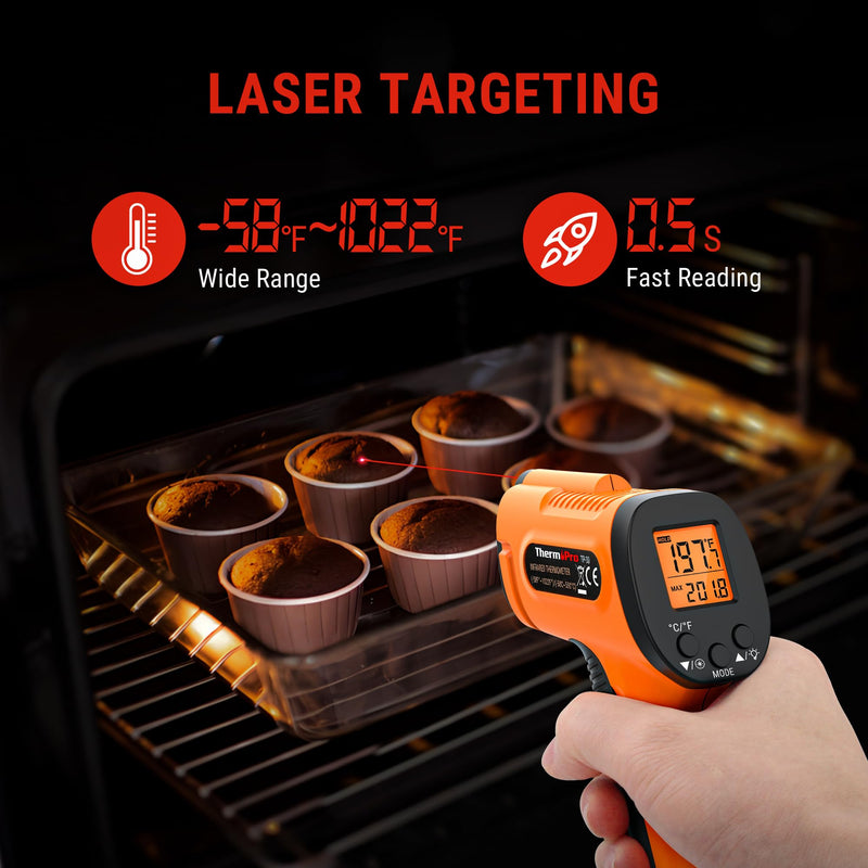[Australia - AusPower] - ThermoPro TP30 Infrared Thermometer Gun, Laser Thermometer for Cooking, Plus Instant Read Meat Thermometer Digital - TempPro ±0.9°F Pro-acurite Waterproof Food Thermometer for Cooking 