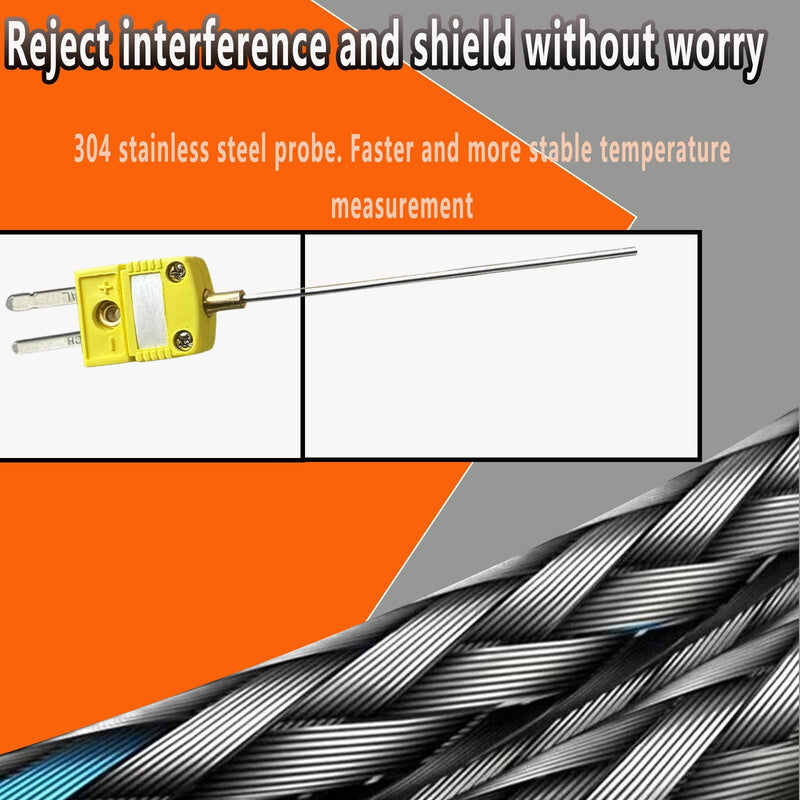 [Australia - AusPower] - 2 Packs TL3161K K -Type Thermocouple Probe Probe 4“-0.06” Measurement Range 40°F-2000°F 