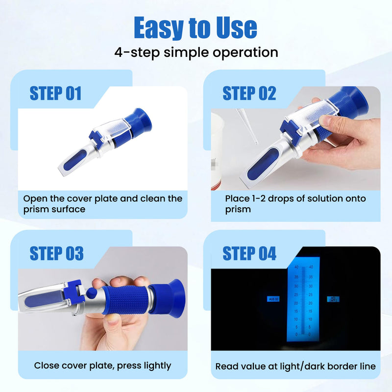 [Australia - AusPower] - DEF Refractometer 0-40% AdBlue Diesel Exhaust Fluid Urea Concentration Refractometer Coolant Refractometer with ATC for Automotive Diesel (Made of Copper Not Cheap Aluminum) Test DEF Urea Concentration 
