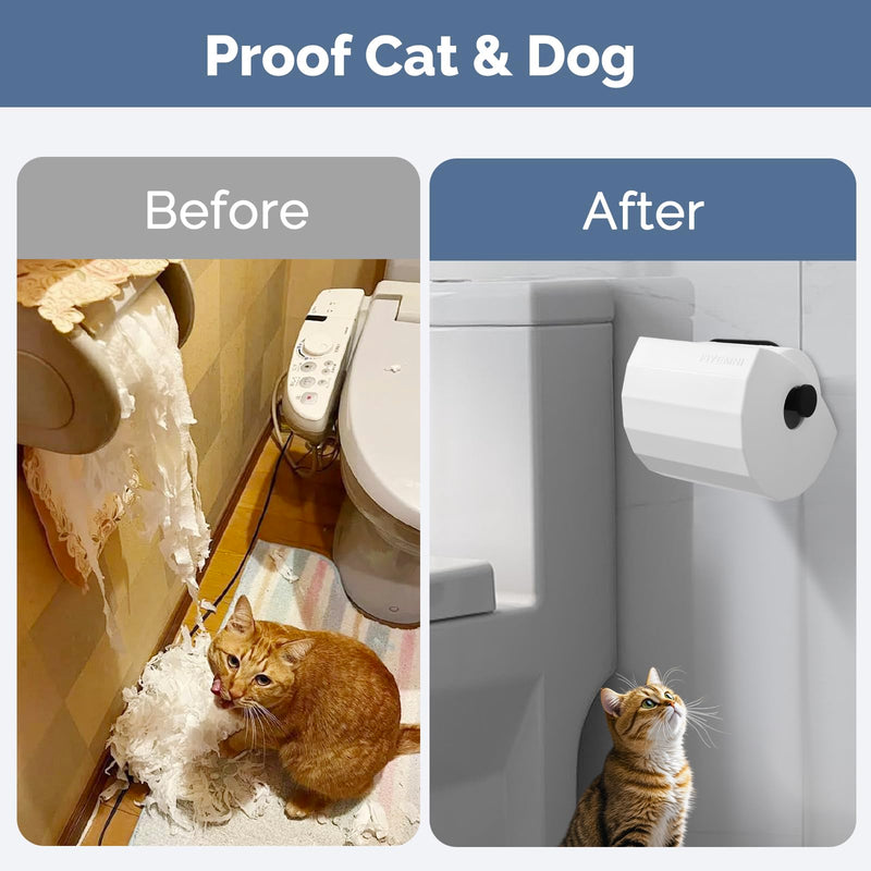 Toilet Paper Protector Cover, Cat & Dog Proof, Pet-Proof TP Guard Armor, Prevents Pulling & Chewing, Fits Most TP Roll Holders, Bathroom Accessory White