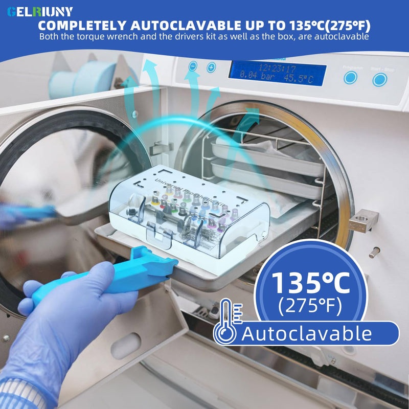 [Australia - AusPower] - 2026 Dental Implant Torque Wrench Set-Include Bib Clips, Universal Prosthetic Kit with Torque Adjustable Ratchet&Screwdrivers 16pcs,10-70Ncm,Fully Autoclavable,Secure/Disassemble Implant Restorations 