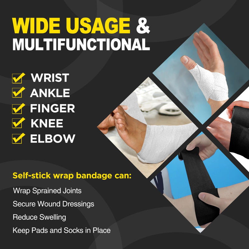 [Australia - AusPower] - OK TAPE 12 Rolls Self Adhesive Bandage Wrap, Elastic Athletic Tape, Self Stick Bandage Tape, Vet Wrap, Medical Wrap for Wrist, Feet, 2" x 5 Yards - White 2 Inch 