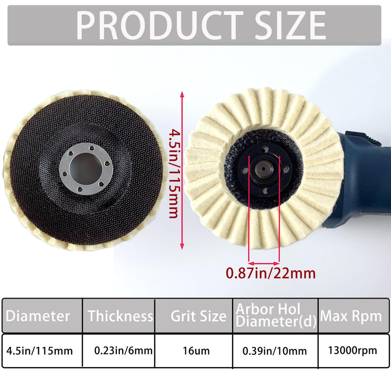 [Australia - AusPower] - Wool Felt Flap Polishing Disc, Wool Felt Flap Discs Polishing Wheel, 4.5 Inch Wool Polishing Wheel for Angle Grinder, Metal, Marble, Stone, Furniture, Car Wax (2) 2 
