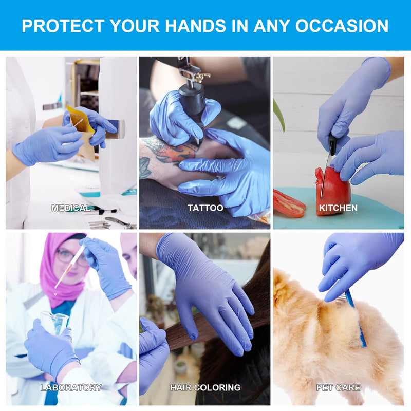 [Australia - AusPower] - FINITEX Nitrile Disposable Gloves Medical Exam Gloves - 100/1000 PCS Latex-free Examination Purple Chemo Food Gloves Ice Blue(medium 100) 