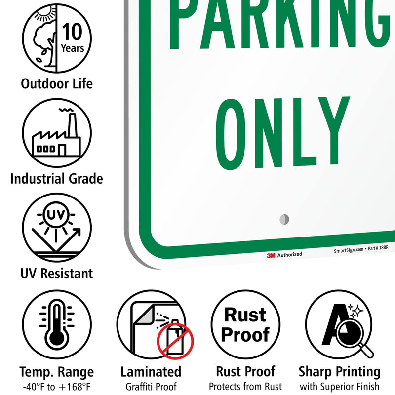 SmartSign "Motorcycle Parking Only" Sign | 12" x 18" 3M Engineer Grade Reflective Aluminum 12" x 18" EG Reflective Aluminum