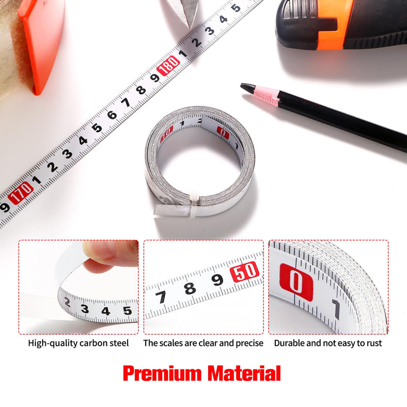 [Australia - AusPower] - YIXISI 2 x 2 m self-adhesive tape measure, metric for gluing, left to right, for T-rail milling cutter, table saw, woodworking tool, white 2m – Von links nach rechts – 2 Stück 