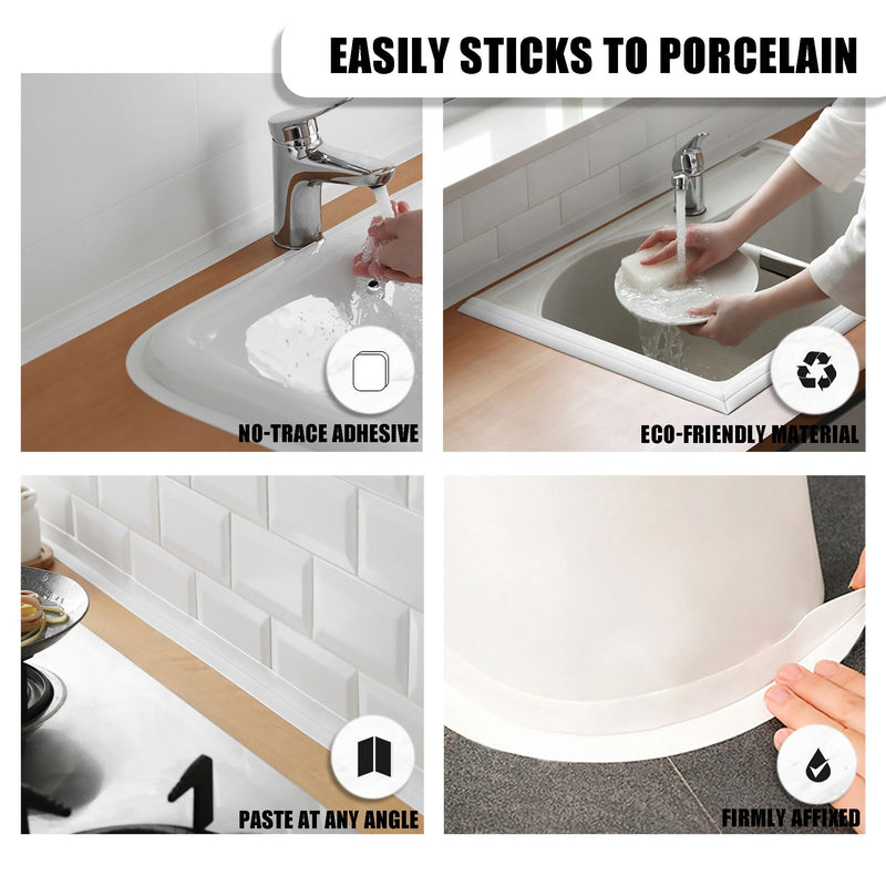 [Australia - AusPower] - White Caulk Tape Bath & Kitchen Self Adhesive Caulking Tape Waterproof - Toilet Caulk Strip - Bathtub Sealing Strip Tape Caulk - Bathroom Shower caulking tape,4-Roll 