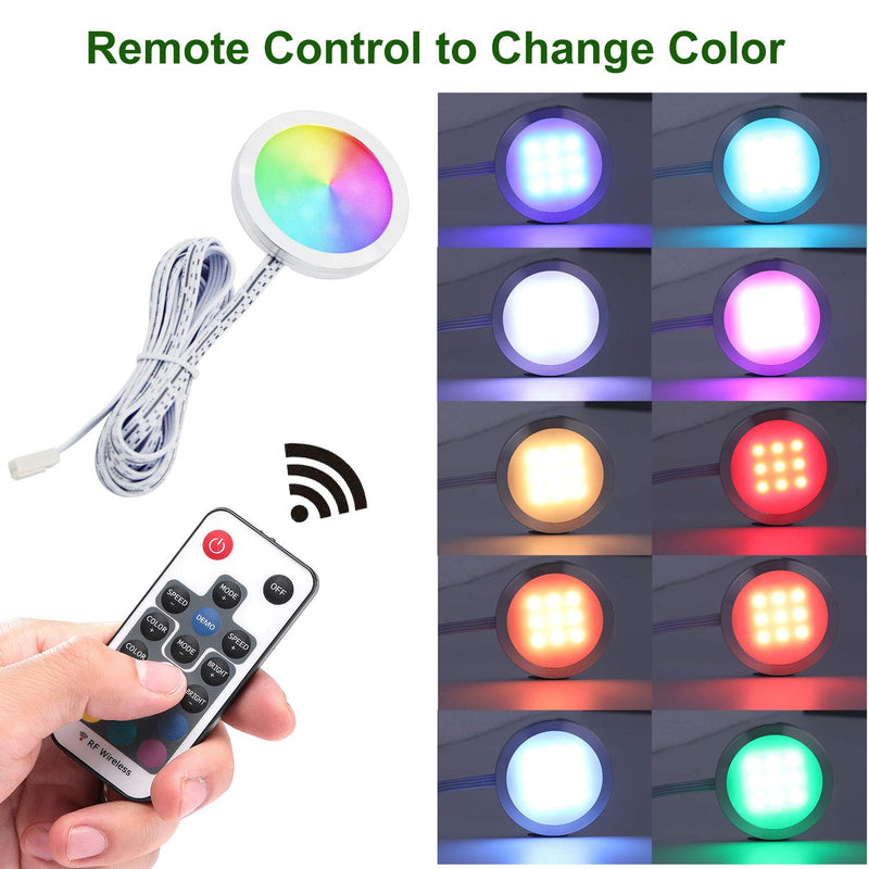 AIBOO RGB LED Cabinet Lighting Set of 4, 12 V LED Under-Unit Light, Colour Changing with Remote Control, Dimmable RGB Display Cabinet Lighting LED for Lighting Kitchen Cabinets 4 Stück (1er Pack)