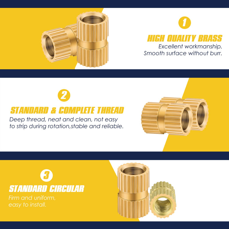 [Australia - AusPower] - 500Pcs Threaded Inserts Kit M2 M3 M4 M5 - Female Thread Heat Set Insert, Brass Knurled Thread Insert Nuts for Plastic Injection Molding(Metric) 