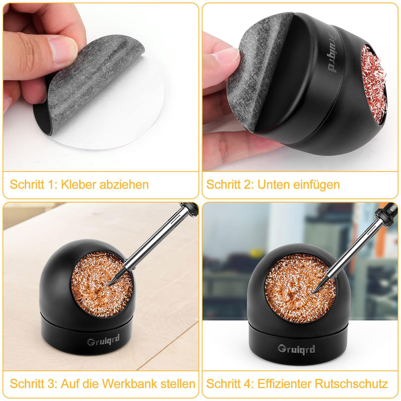 [Australia - AusPower] - Soldering Tip Cleaner, Soldering Tip Cleaning Wire, Soldering Iron Cleaner and Holder Kit Made of Soft Wound Brass Tip Cleaner 