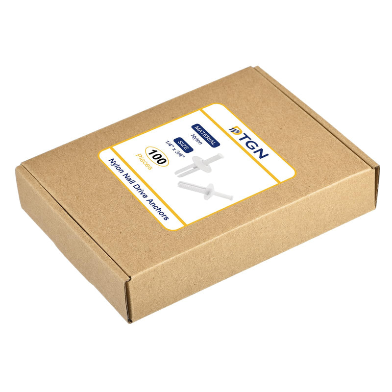 [Australia - AusPower] - 1/4" x 3/4" (D x L) Nylon Nail Drive Anchors - 100Pack - Good for Mechanical Equipment - Mushroom Nail Drive Anchors - White 1/4" x 3/4" 100 