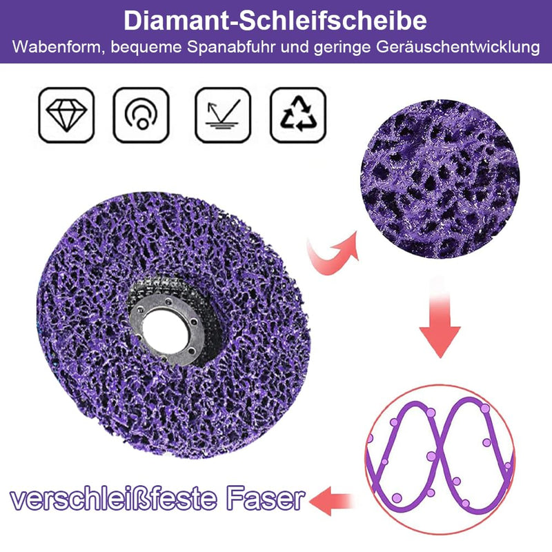[Australia - AusPower] - 125 mm CSD Disc, Grinding Disc, 3 Pieces, Coarse Cleaning Disc, Cleaning Disc Set, Nylon Fabric Disc, Paint Removal, Rust, Polishing for Angle Grinder, Purple, Black 