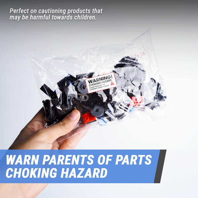 2 x 1 inch - Warning! Choking Hazard - Small Parts Not for Children Under 3 Years (Red/White, 600 Labels) Stickers - Product Safety Label 2 X 1 Inch 600 Count