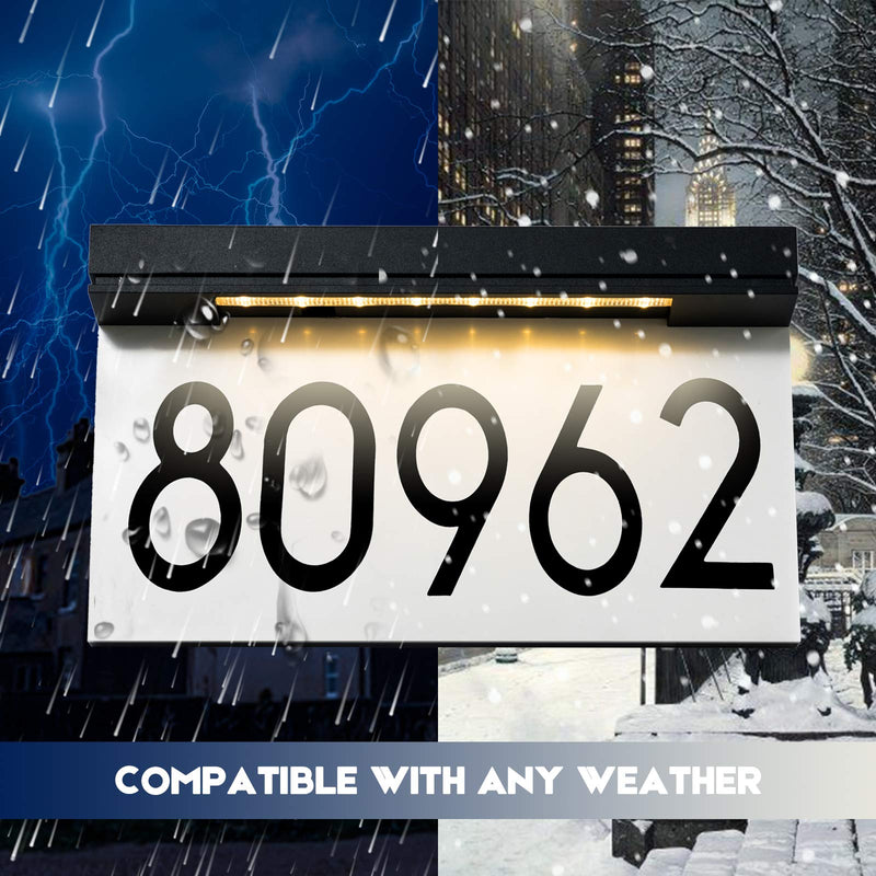 Address Plaques for House Solar Powered, House Number for Outside, LED Address Sign Outdoor Waterproof 3000K Warm White Warm light
