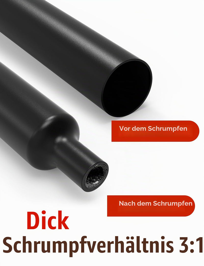 3:1 Heat Shrink Tubing 2 m Diameter 7.9/15.4/19.1/30/40 mm | Heat Shrink Tubing Waterproof Heat Shrink Tube with Adhesive Black (Diameter 30 mm 2 m)
