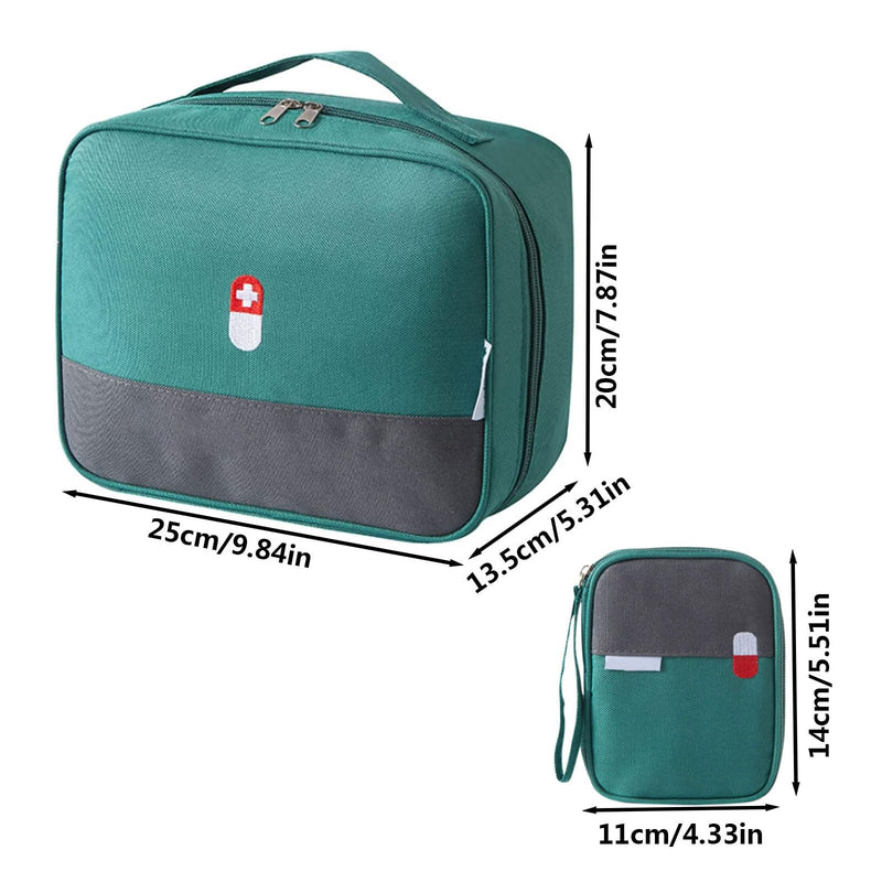 [Australia - AusPower] - Seasboes Pack of 2 Medicine Bag, First Aid, Large Capacity Emergency Bag, Portable Travel Pharmacy Medicine Bag, Medicine Box, Waterproof Medicine Storage Bag for Home, Travel, Office Green 