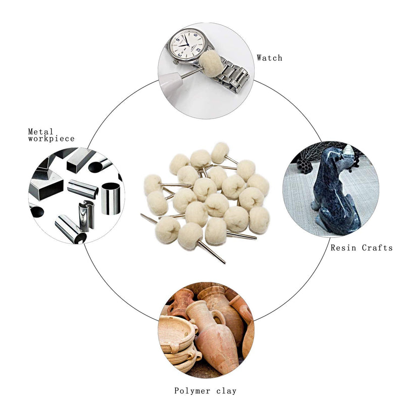 [Australia - AusPower] - Cotton Polishing Wheel Buff Buffing Wheels Soft Fine Rotary Tool Accessories 3mm Mandrel 20 Pieces 